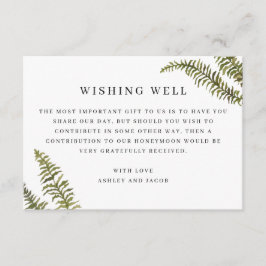 Cartão De Informações Minimalist Fern Wishing Well | Elegant Wedding