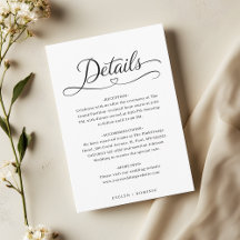 Minimalist Heart Script Wedding Details
