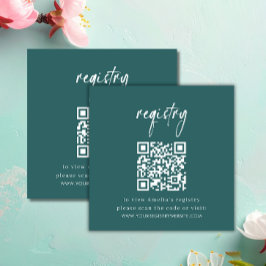 Cartão De Informações Minimalist Teal Baby Shower Registry QR Code Card