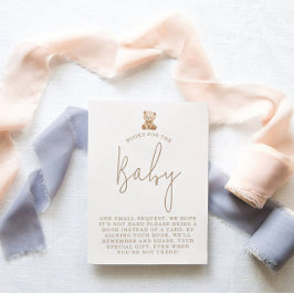 Cartão De Informações Minimalist Teddy Bear Books Request Baby Shower