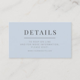 Cartão De Informações Minimalist Wedding Details Card | Dusky Blue