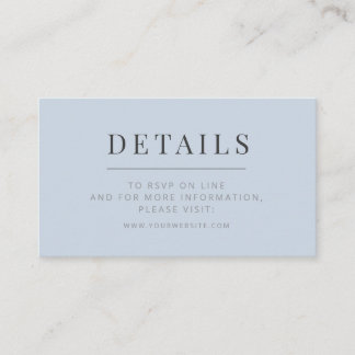 Cartão De Informações Minimalist Wedding Details Card | Dusky Blue