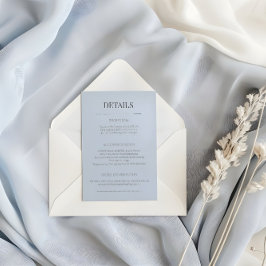 Cartão De Informações Minimalist Wedding Details Card Dusky Blue