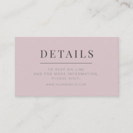 Cartão De Informações Minimalist Wedding Details Card Dusky Rose