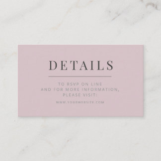 Cartão De Informações Minimalist Wedding Details Card Dusky Rose