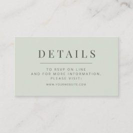Cartão De Informações Minimalist Wedding Details Card | Pale Sage