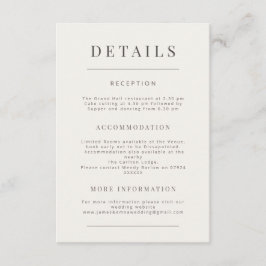 Cartão De Informações Minimalist Wedding Warm White