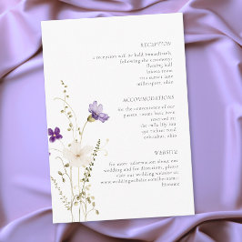 Cartão De Informações Minimalist Wildflower Romantic Botanical Wedding