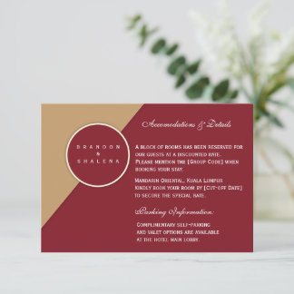 Cartão De Informações Minimalista Burgundy & Camel Geométrico