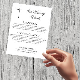 Cartão De Informações MINIMALISTA Cruz Preta Detalhes do Casamento Crist