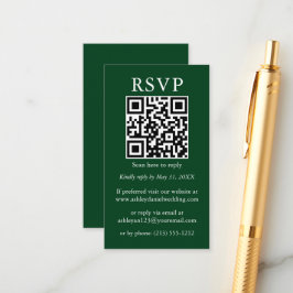 Cartão De Informações Minimalista de Casamento Simples RSVP Verde