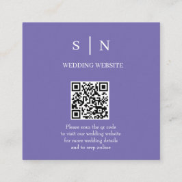 Cartão De Informações Minimalista e Chic | Código QR Roxo e Branco
