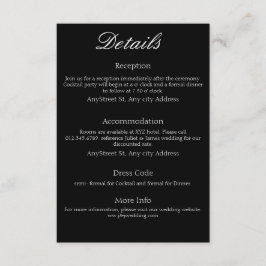 Cartão De Informações Minimalista preto e branco atemporal