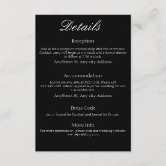 Cartão De Informações Minimalista preto e branco atemporal