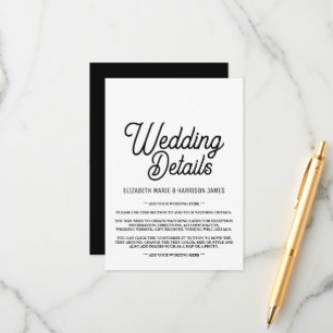 Cartão De Informações Minimalista - Preto e Branco - Detalhe do Casament