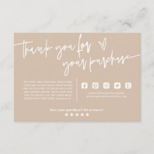 Cartão De Informações Mínimo Boho Beige Earth Obrigado Pacote Inserir 