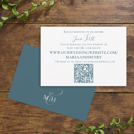 Cartão De Informações Mínimo de Código QR Azul Elegante Simples e Minima