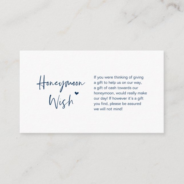 Cartão De Informações Mínimo de elegância casual, Marinho Azul, desejo L (Frente)