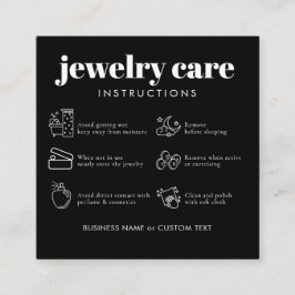 Cartão De Informações Mínimo de Jewelry Care Agradeço a você de Black