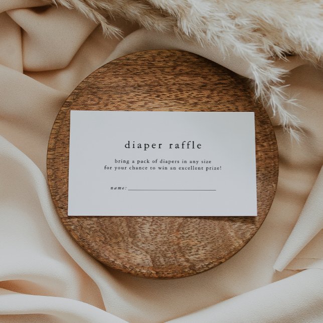 Cartão De Informações Mínimo de Raffle de Fralda Simples da EMELIA (EMELIA Minimal Simple Baby Shower Diaper Raffle Enclosure Card)
