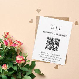 Cartão De Informações Mínimo e Chic | Branco e Preto Casamento