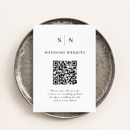 Cartão De Informações Mínimo e Chic | Casamento de Código QR Preto e Bra