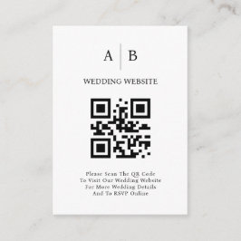Cartão De Informações Mínimo e Chic, Código QR de Casamento Preto e Bran