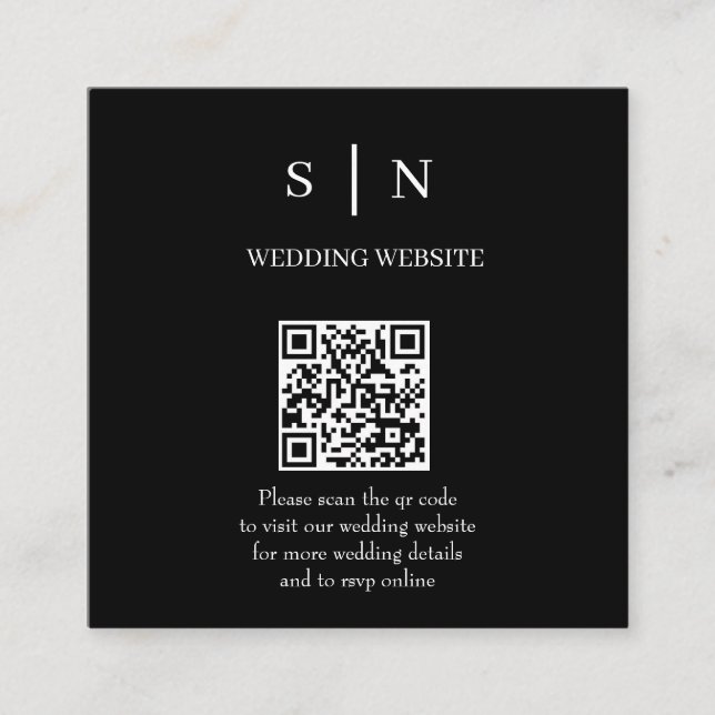 Cartão De Informações Mínimo e Chic | Código QR preto e branco (Frente)