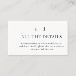 Cartão De Informações Mínimo e Chic | Detalhes do casamento preto e bran