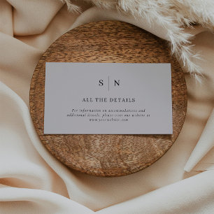 Cartão De Informações Mínimo e Chic Pormenores sobre Cinzas e Casament