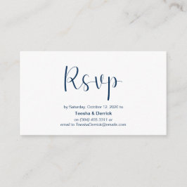 Cartão De Informações Mínimo, fonte azul-marinho, RSVP de casamento, res
