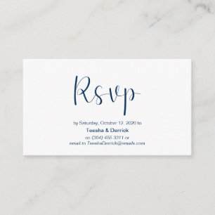 Cartão De Informações Mínimo, fonte azul-marinho, RSVP de casamento, res