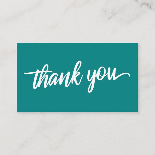 Cartão De Informações Mínimo Script Typografia Dark Teal Obrigado (Frente)