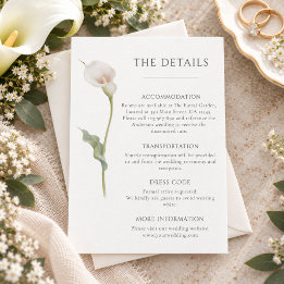 Cartão De Informações Mínimos Detalhes de Casamento Elegantes com Copo-d