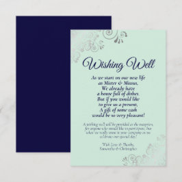 Cartão De Informações Mint Green & Marinho Weding Wishing Bem Poem