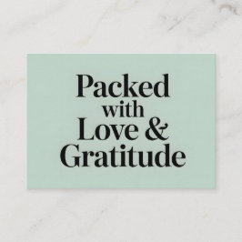 Cartão De Informações Mint Green Packed with Love & Gratitude