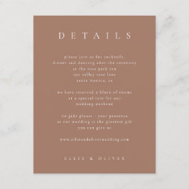 Cartão De Informações Mocha Mousse Boho Detalha Moderna de Casamento