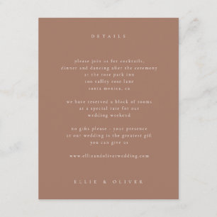 Cartão De Informações Mocha Mousse Boho Foto Moderna de Casamento