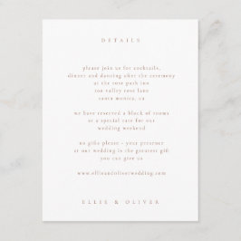 Cartão De Informações Mocha Mousse & White Boho Foto Moderna de Casament