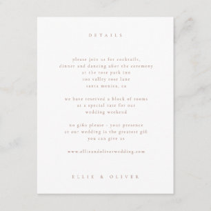 Cartão De Informações Mocha Mousse & White Boho Foto Moderna de Casament