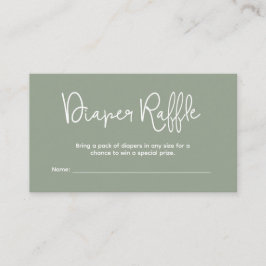 Cartão De Informações Modern Baby Shower Sage Green Diaper Raffle
