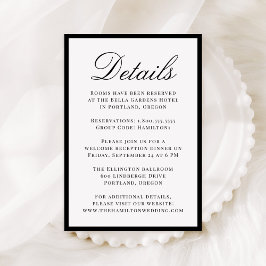 Cartão De Informações Modern Black Border Wedding Details