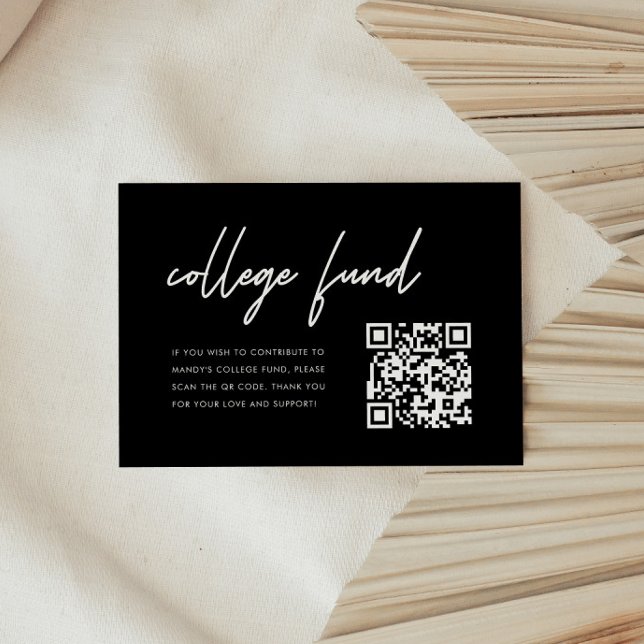 Cartão De Informações Modern Black Graduation College Fund QR Code (Criador carregado)
