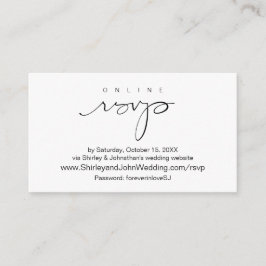 Cartão De Informações Modern Black, RSVP Online via website de casamento