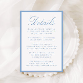 Cartão De Informações Modern Blue Border Wedding Details