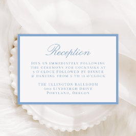 Cartão De Informações Modern Blue Border Wedding Reception