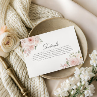 Cartão De Informações Modern Blush Botanical Wedding Details