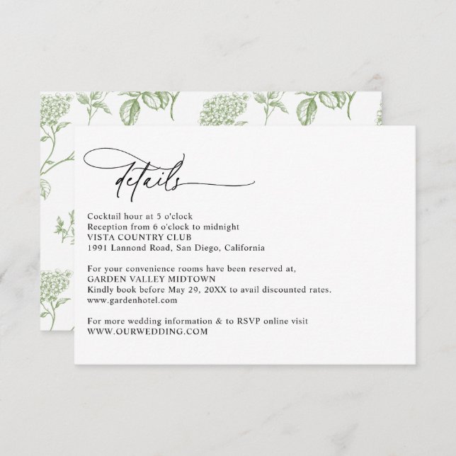 Cartão De Informações Modern Calligraphy Script Simple Wedding Details (Frente/Verso)