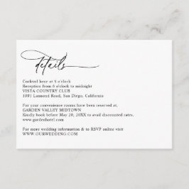 Cartão De Informações Modern Calligraphy Script Simple Wedding Details