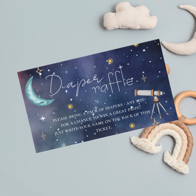 Cartão De Informações Modern Celestial Moon & Stars Diaper Raffle (Criador carregado)